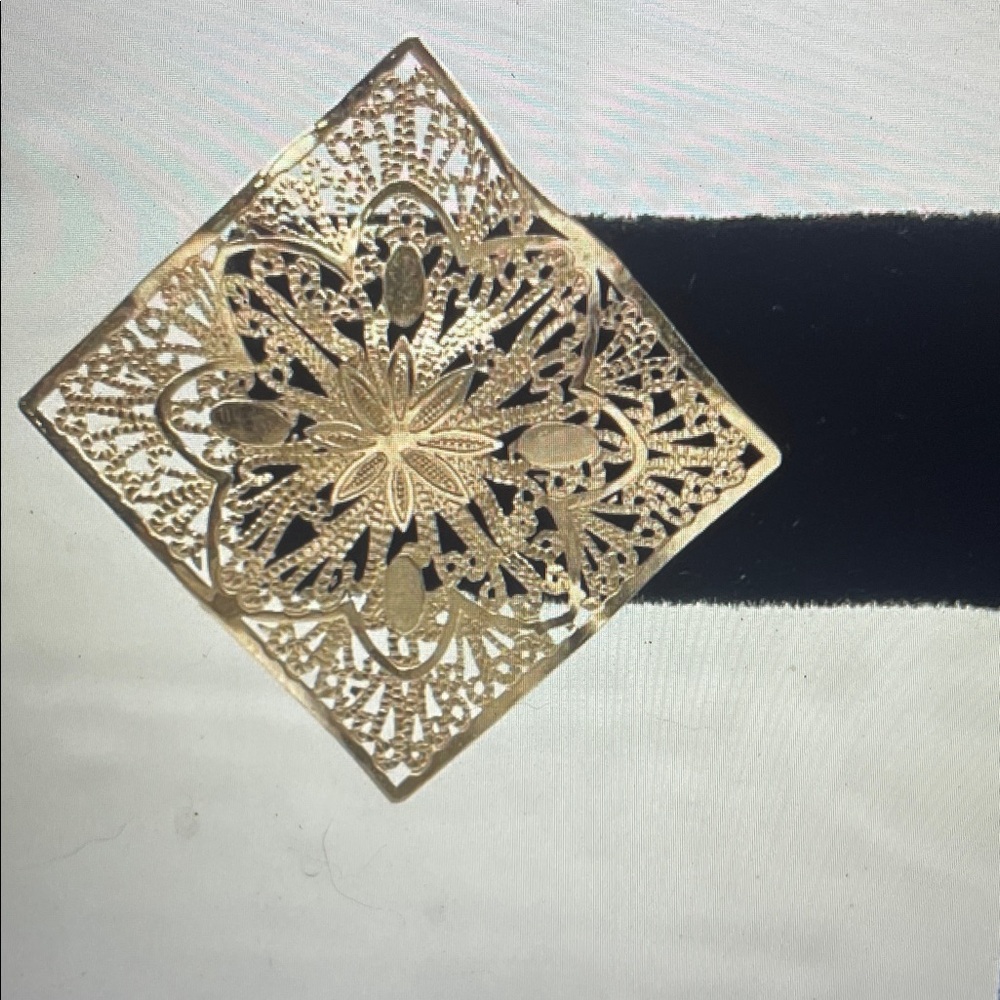 14K Gold Filigree Square Statement Earrings - Women Jewelry - Picture 4 of 14
